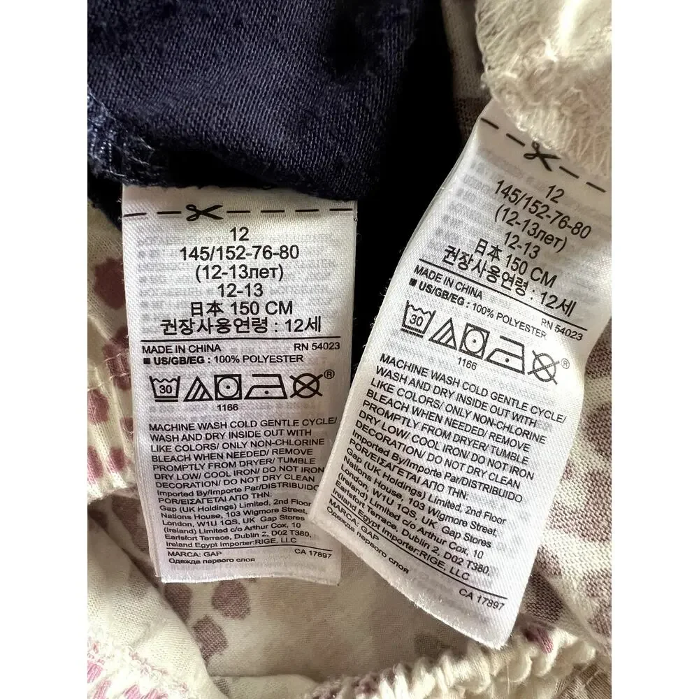 Gap 2-Bundle White Leopard & Navy Stars Jogger Pajamas Pants (Youth size 12)